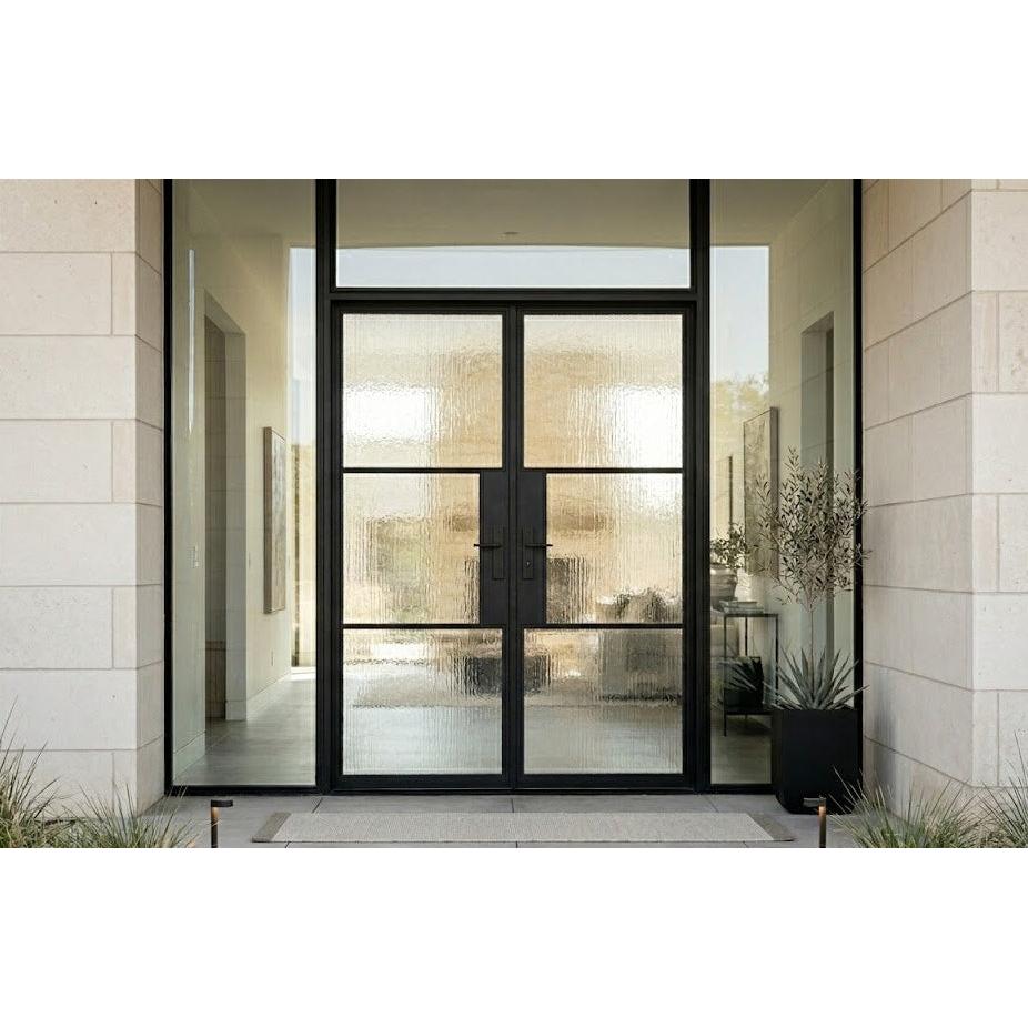Light 3 - Double - Rain Glass | Steel French Doors