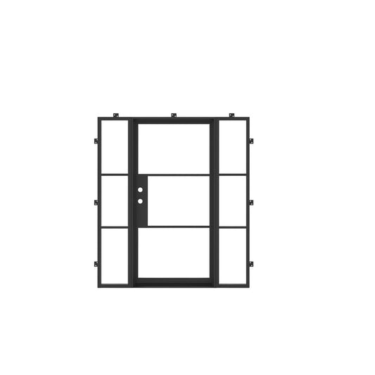 Light 3 - Single + Sidelights | Steel French Doors