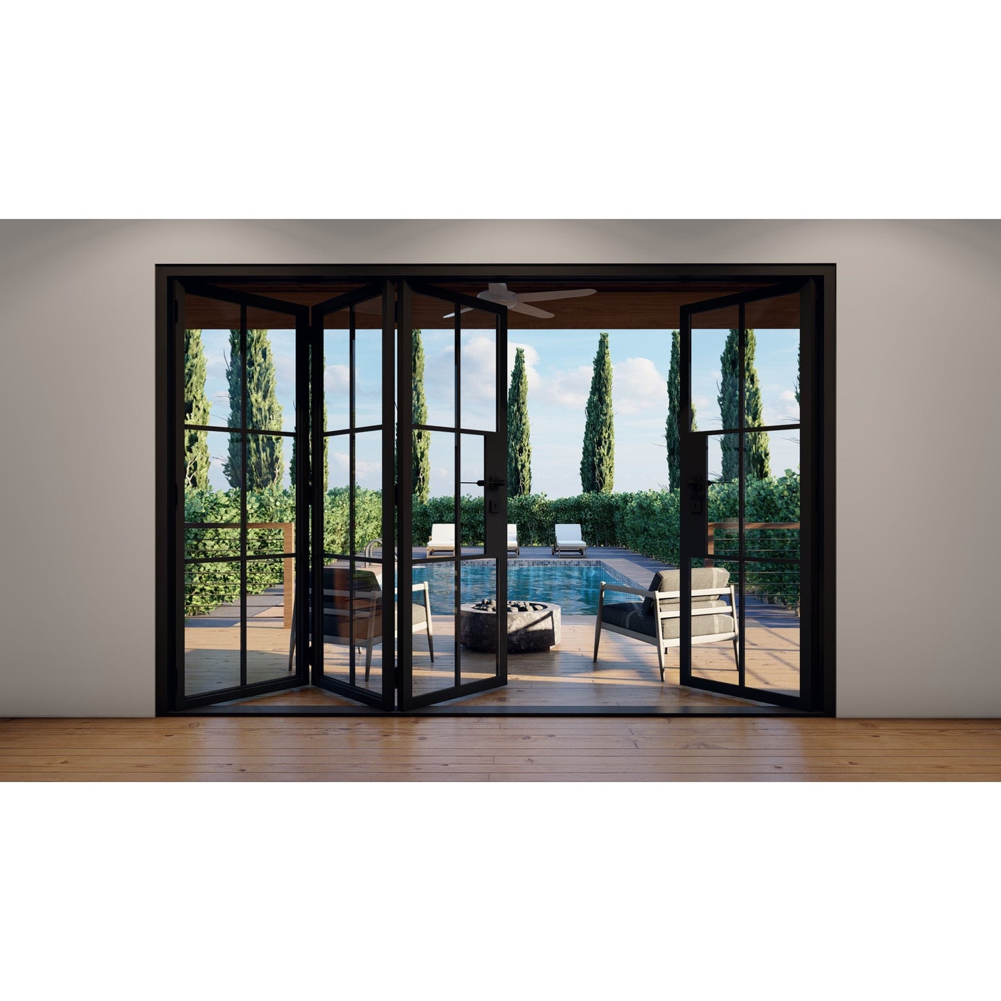 Pre-Order: Light 6 - 3 + 1 Panel | Steel Bi-Fold Doors (Ships 16-18 Weeks)