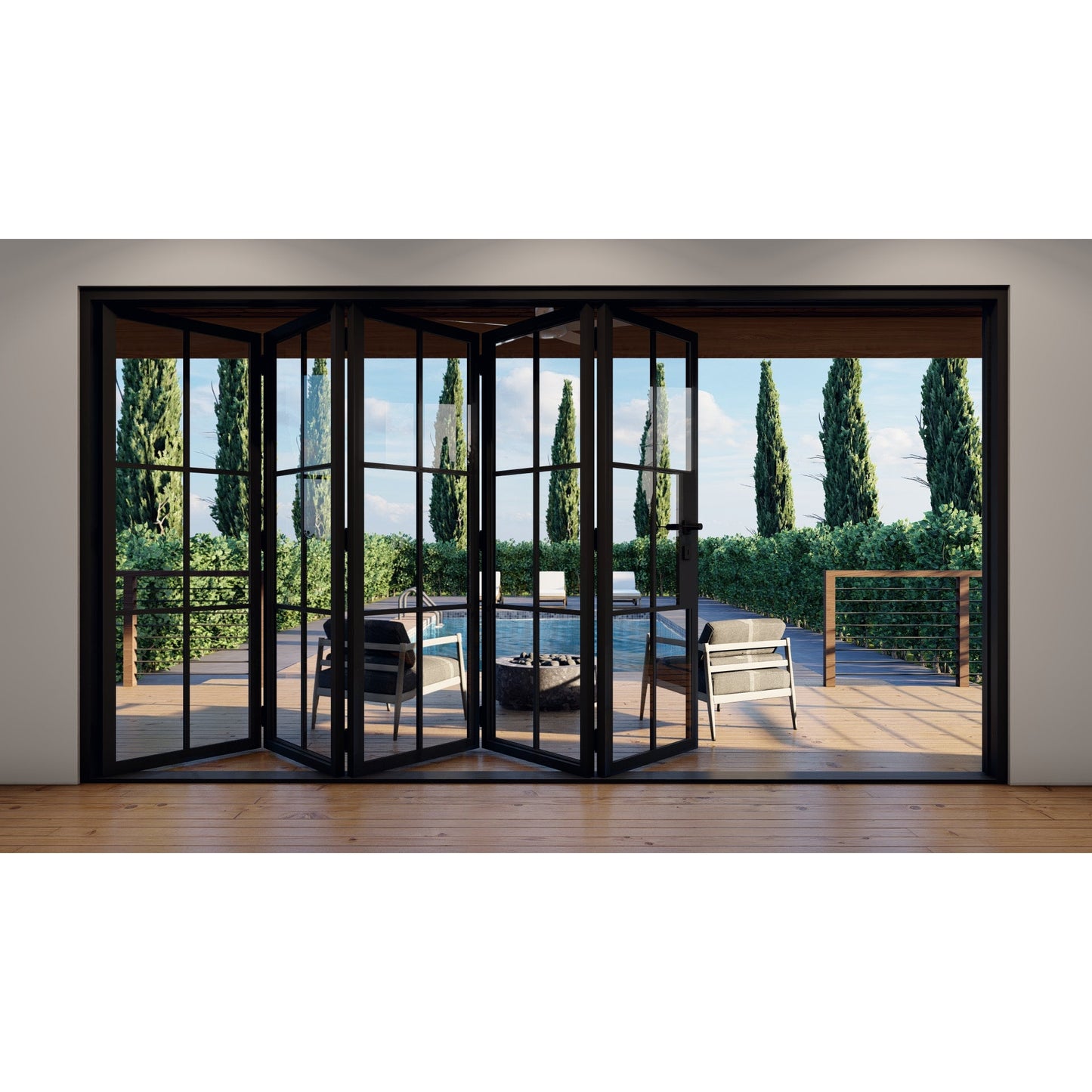 Pre-Order: Light 6 - 5 Panel | Steel Bi-Fold Doors (Ships 16-18 Weeks)
