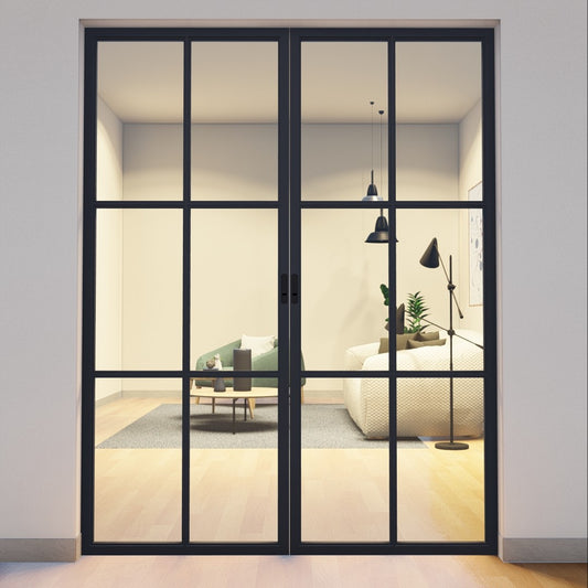 Pre-Order: Light 6 Interior - Double Pocket Door | Steel Pocket Doors (Ships 16-18 Weeks)