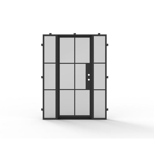 Pre-Order: Light 6 Single + Sidelights (Cold Weather + Thermal Break) | Steel French Doors (Ships 16-18 Weeks)