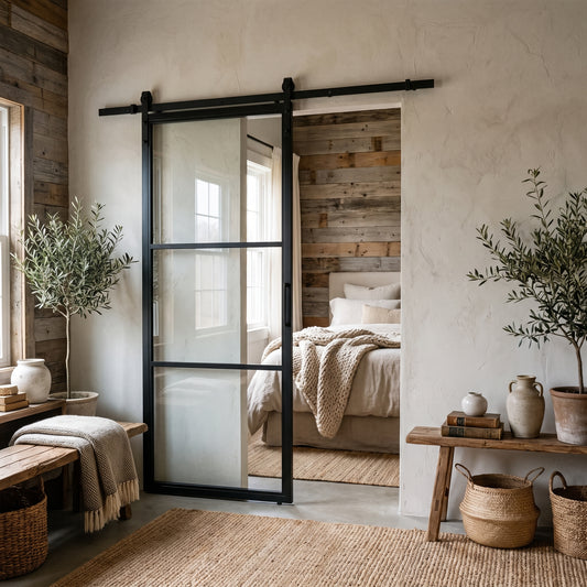 Pre-Order: Light 3 Barn Door - Single | Steel Interior Doors (Ships 16-18 Weeks)