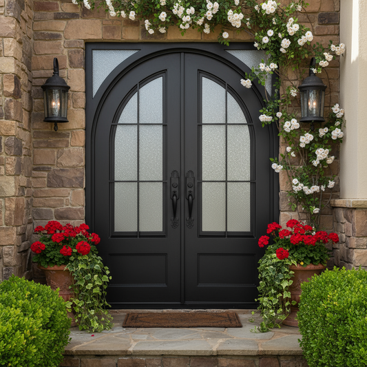 Telluride Double - Square-Arch (Thermal Break + Cold Weather) | Wrought Iron Door