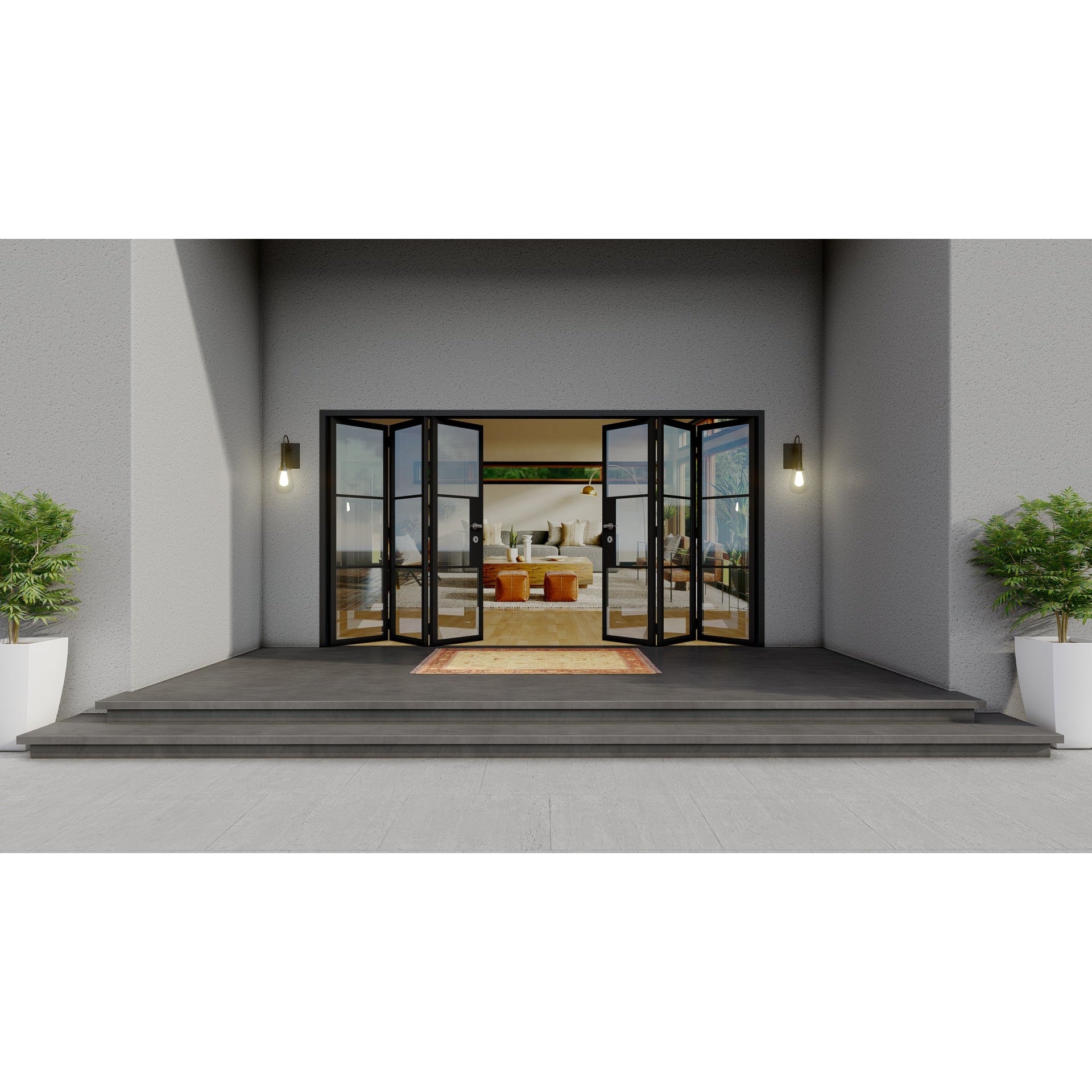 Pre-Order Light 3 - 3+3 Panel Bi-Fold Door-Steel Bi-Fold Doors-Black Diamond Iron Doors Pre-Order Light 3 - 3+3 Panel Bi-Fold Door-Steel Bi-Fold Doors-Black Diamond Iron Doors