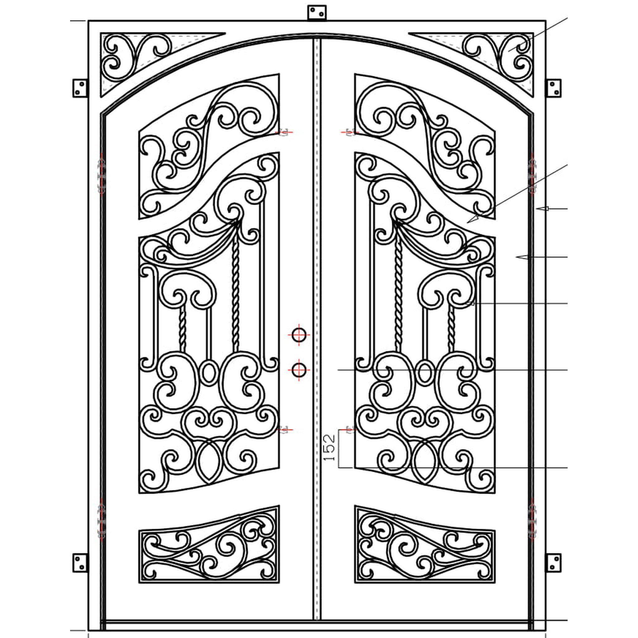 Pre-Order Aspen 2 Double-Wrought Iron Doors-Black Diamond Iron Doors