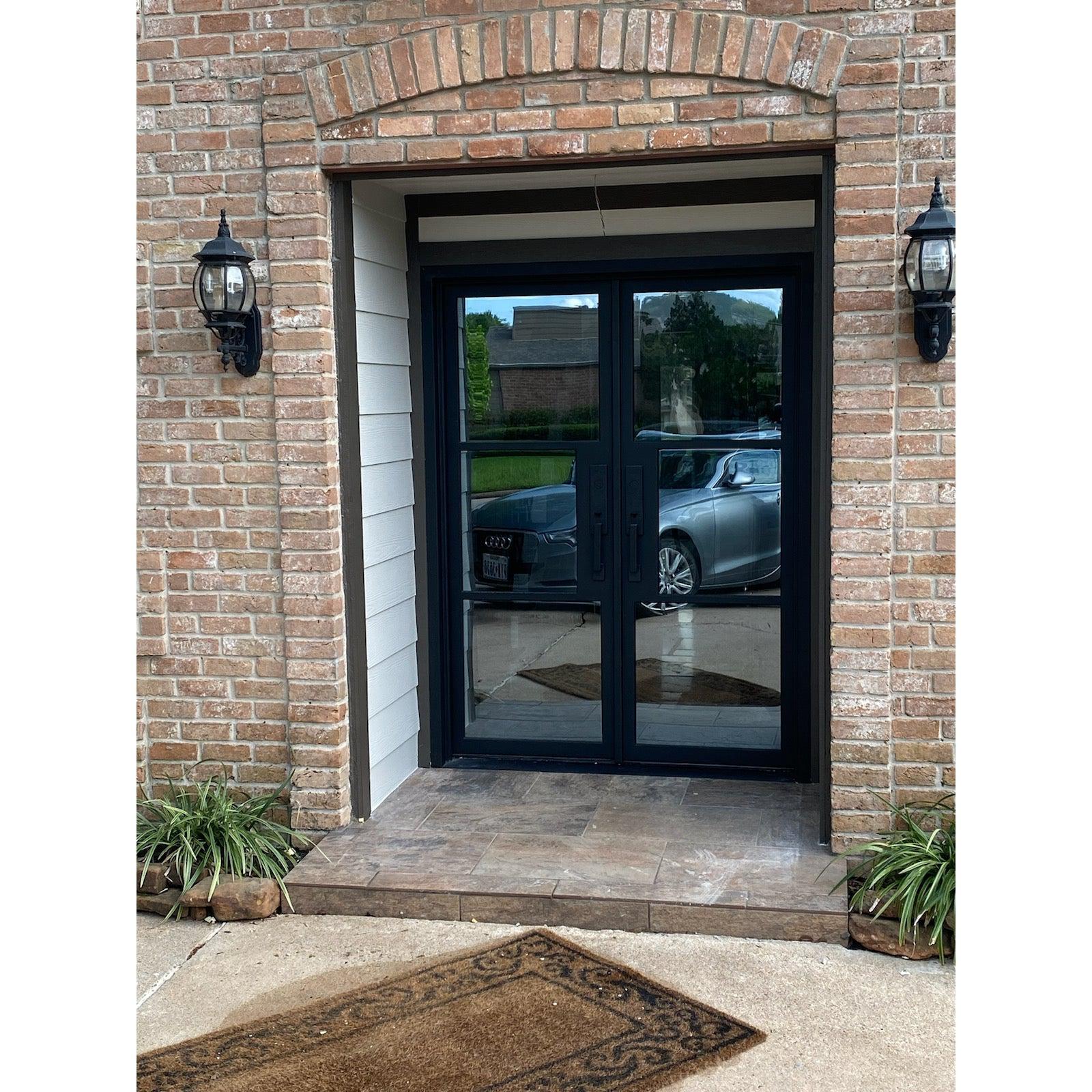 Light 3 - Double-Steel French Doors-Black Diamond Iron Doors