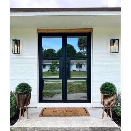 Light 3 - Double-Steel French Doors-Black Diamond Iron Doors