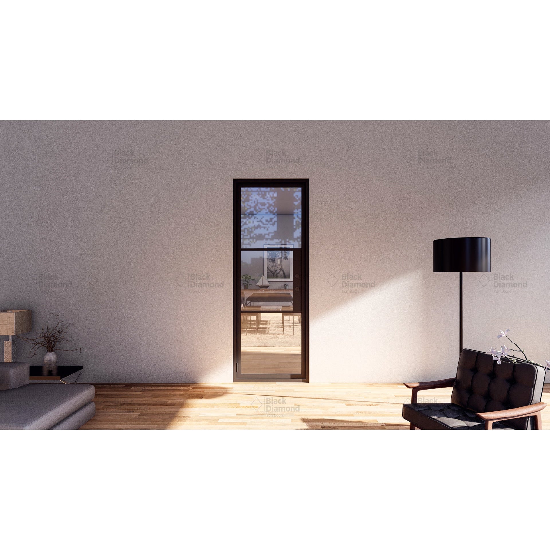 Light 3 - Single-Steel French Doors-Black Diamond Iron Doors
