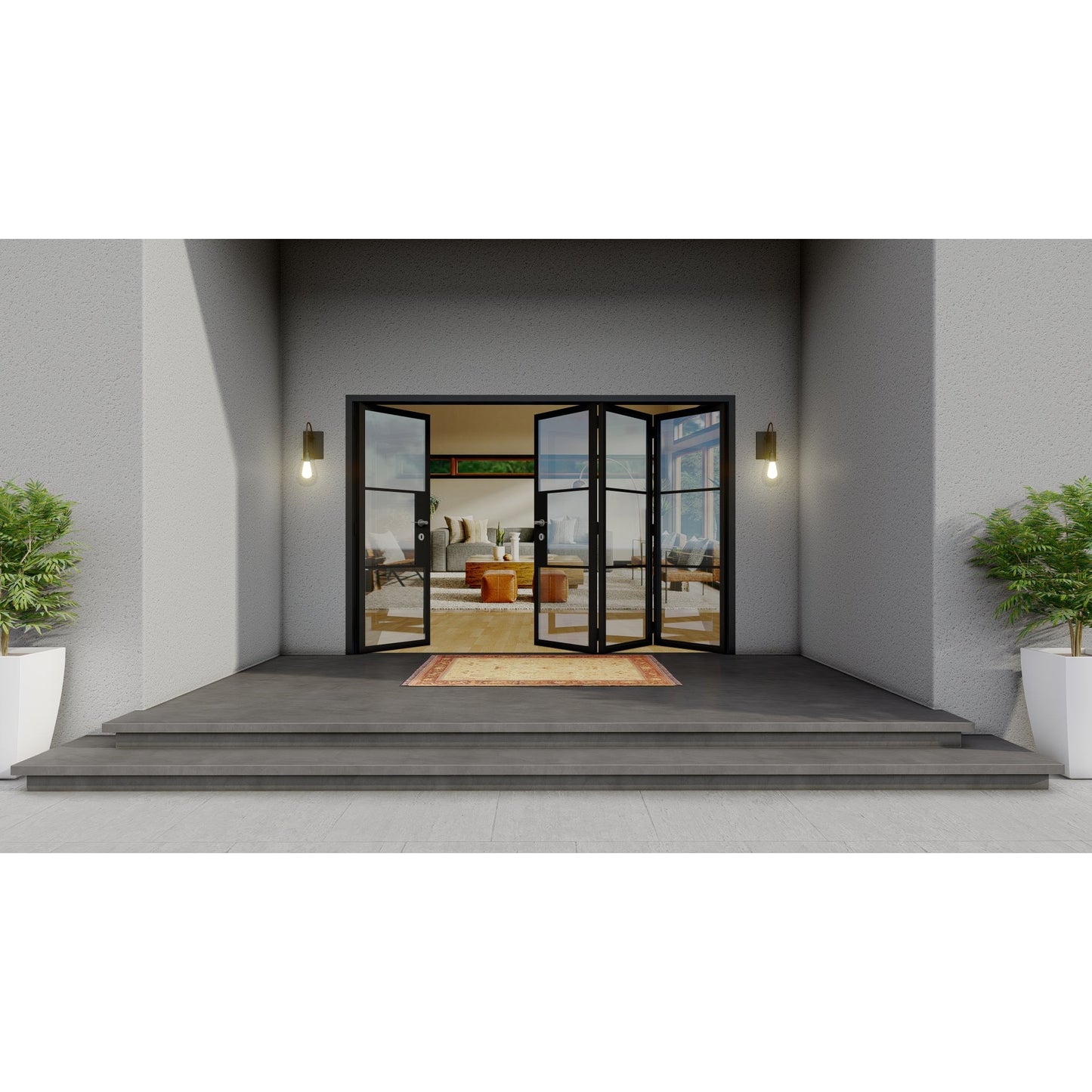 Pre-Order: Light 3 - 3 + 1 Panel | Steel Bi-Fold Doors (Ships 16-18 Weeks)