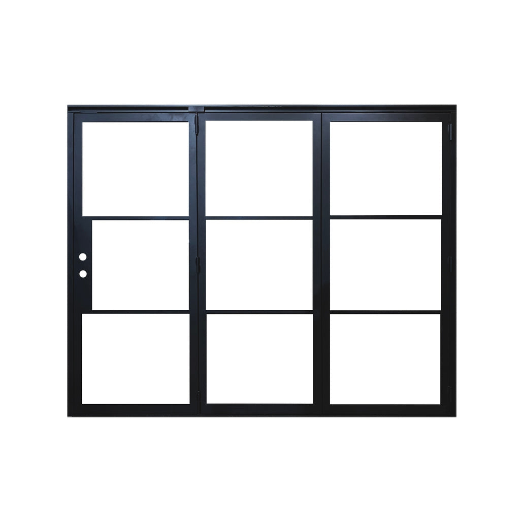 Light 3 - 3 Panel Bi-Fold-Steel Bi-Fold Doors-Black Diamond Iron Doors