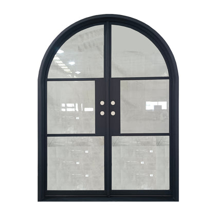 Light 3 Arch - Double (Arriving 6/1/23)-Steel French Doors-Black Diamond Iron Doors
