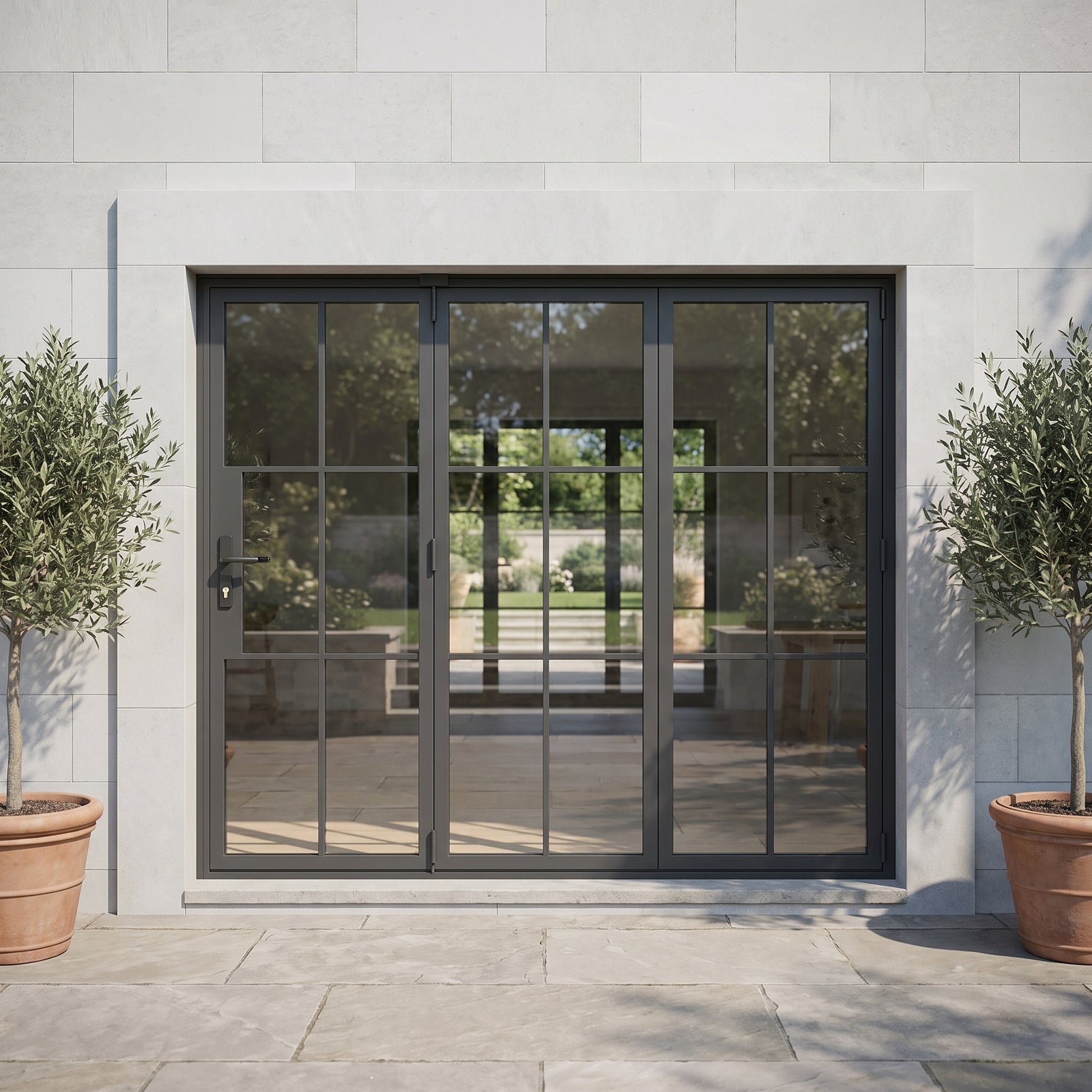 Light 6 Bi-Fold - 3 Panel | Steel French Doors