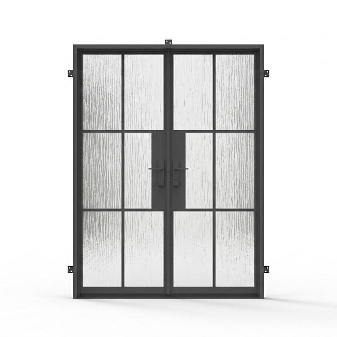 Light 6 - Double - Rain Glass | Steel French Doors