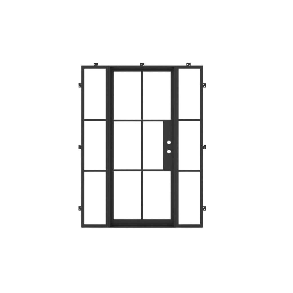 Light 6 - Single + Sidelights | Steel French Doors