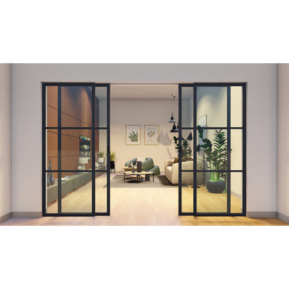 Pre-Order: Light 3 Interior Sliding - 2 Slide +2 Fixed | Steel Interior Doors (Ships 16-18 Weeks)