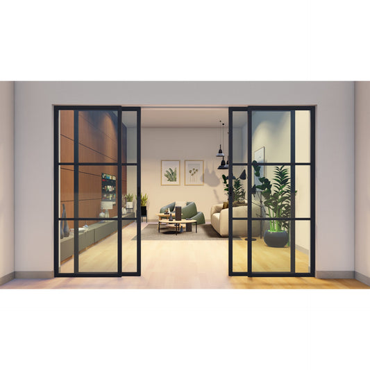 Pre-Order: Light 3 Interior Sliding - 2 Slide +2 Fixed | Steel Interior Doors (Ships 16-18 Weeks)