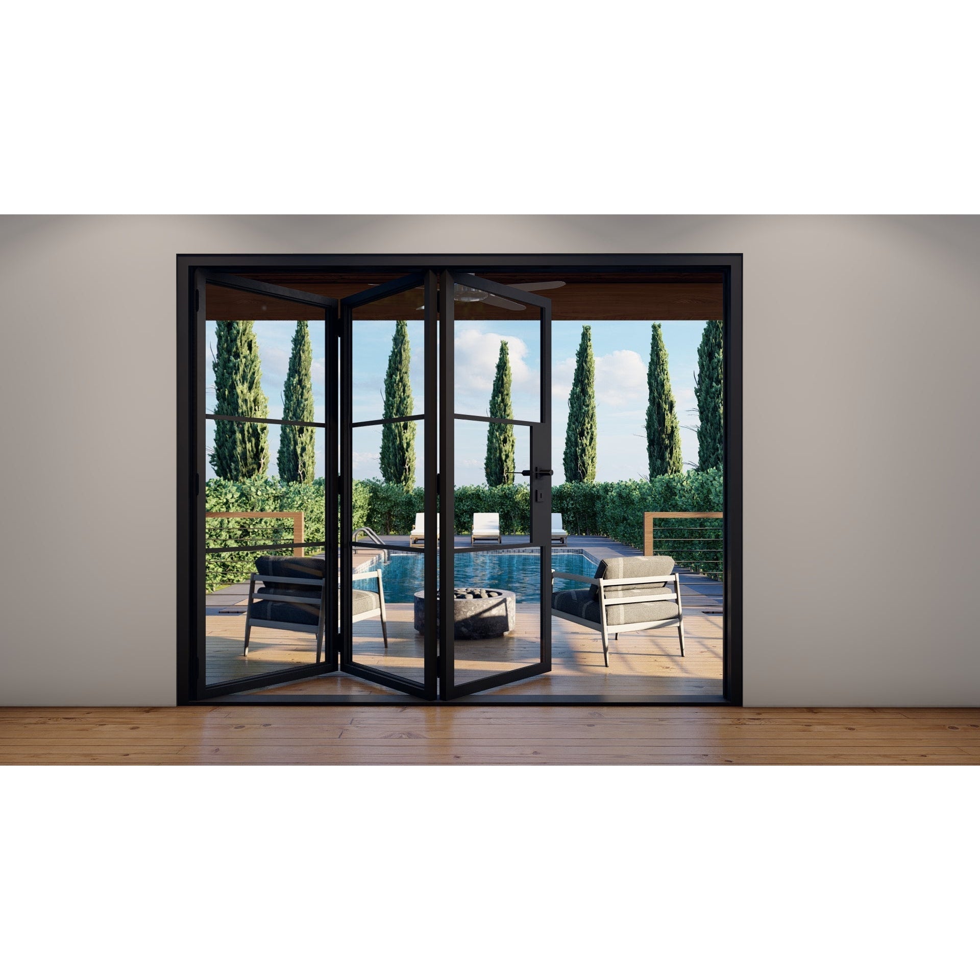 Light 3 - 3 Panel Bi-Fold | Steel French Doors