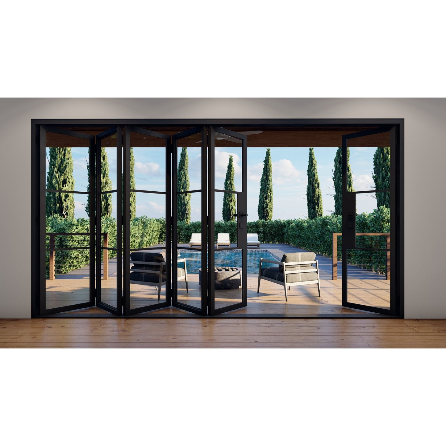Pre-Order: Light 3 - 5+1 Panel | Steel Bi-Fold Doors (Ships 16-18 Weeks)