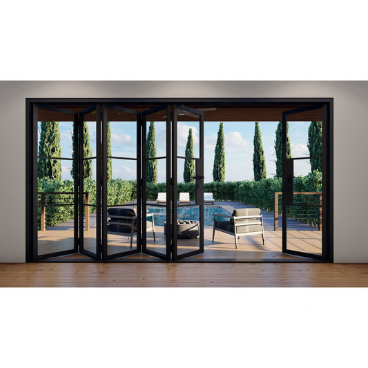 Pre-Order: Light 3 - 5+1 Panel | Steel Bi-Fold Doors (Ships 16-18 Weeks)