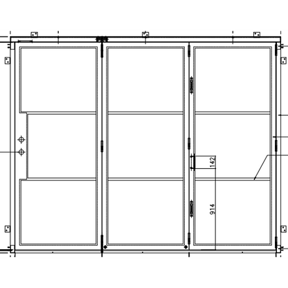 Light 3 - 3 Panel Bi-Fold-Steel Bi-Fold Doors-Black Diamond Iron Doors
