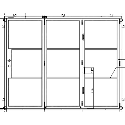 Light 3 - 3 Panel Bi-Fold-Steel Bi-Fold Doors-Black Diamond Iron Doors