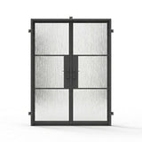 Light 3 - Double - Rain Glass | Steel French Doors