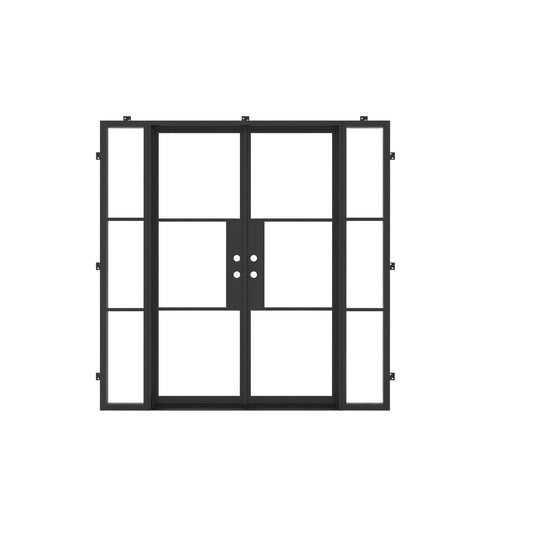 Pre-Order - Light 3 - Double + Sidelights | Steel French Doors (Ships 16-18 Weeks)