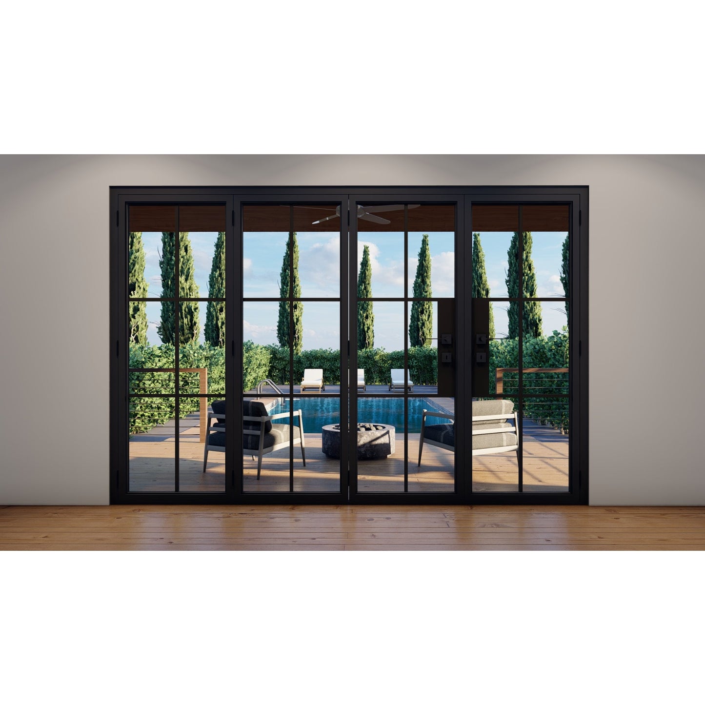 Pre-Order: Light 6 - 3 + 1 Panel | Steel Bi-Fold Doors (Ships 16-18 Weeks)