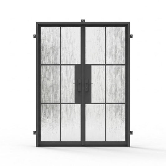 Light 6 - Double - Rain Glass | Steel French Doors