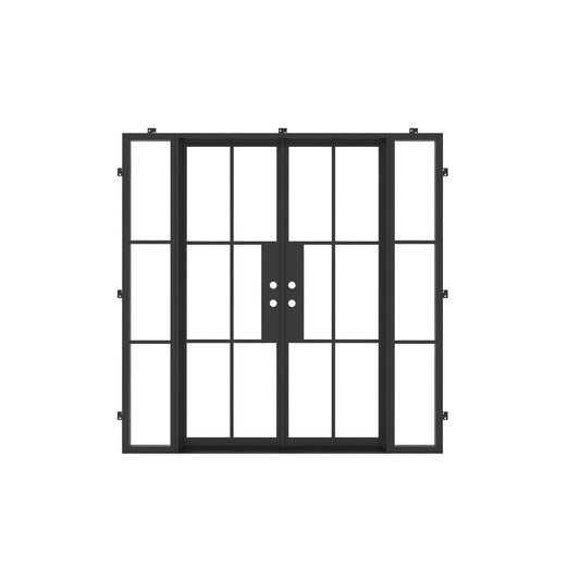 Light 6 - Double + Sidelights | Steel French Doors