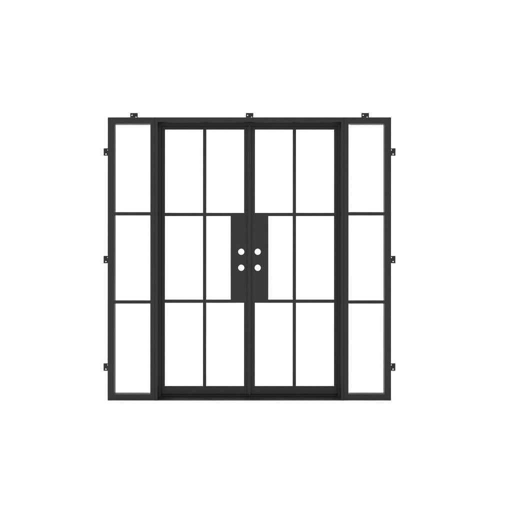 Pre-Order: Light 6 Double + Sidelights (Cold Weather + Thermal Break) | Steel French Doors (Ships 16-18 Weeks)