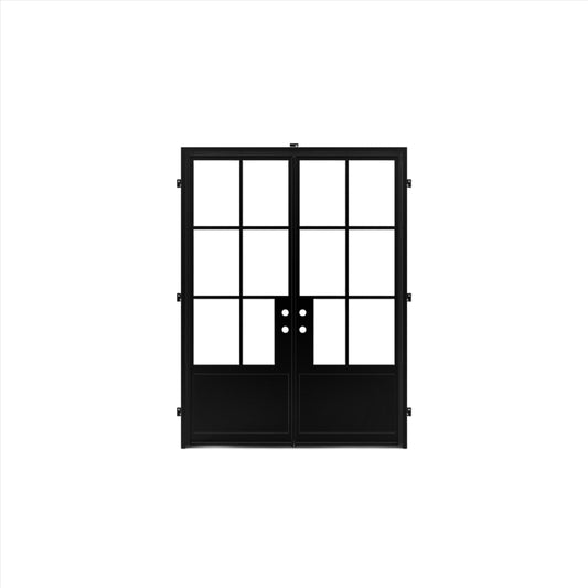 Pre-Order: Light 6 - Double w/ Kickplate | Steel French Doors (Ships 16-18 Weeks)