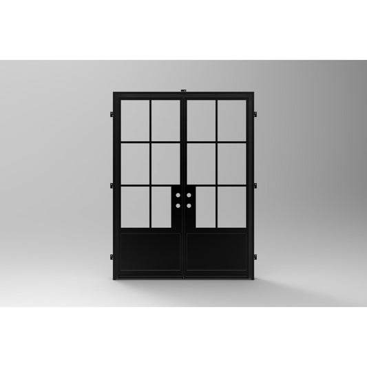 Light 6 - Double w/ Kickplate | Steel French Doors