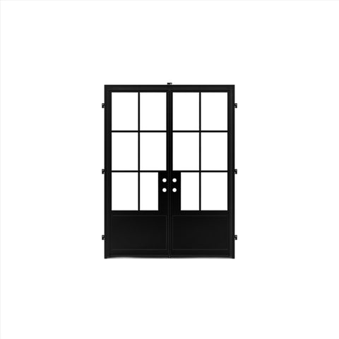 Pre-Order - Light 6 - Double w/ Kickplate | Steel French Doors (Ships 16-18 Weeks)