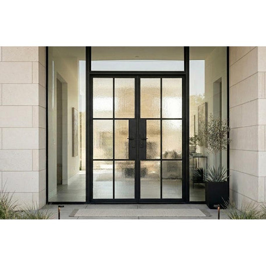Light 6 - Double - Rain Glass | Steel French Doors