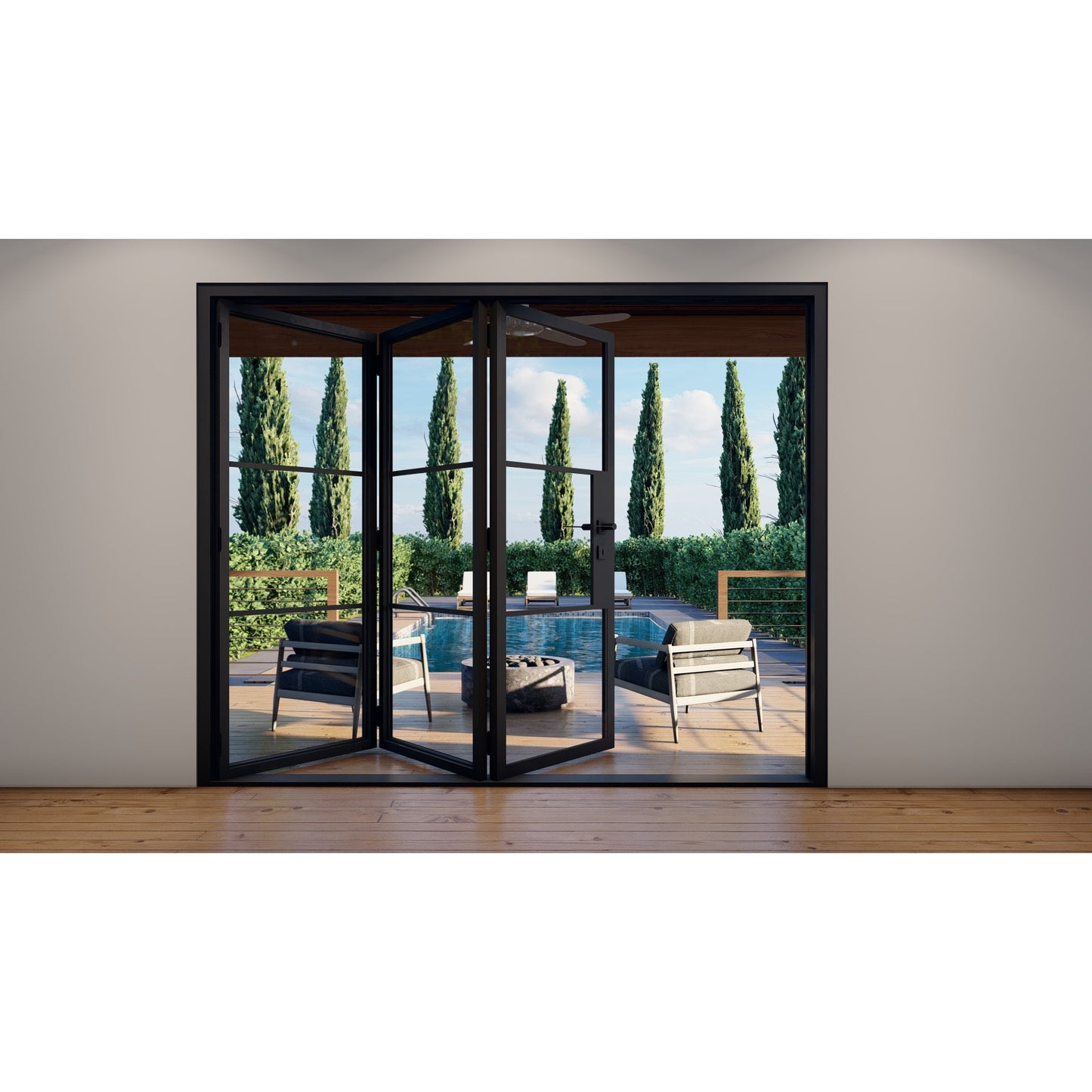 Pre-Order: Light 3 - 3 Panel | Steel Bi-Fold Doors (Ships 16-18 Weeks)