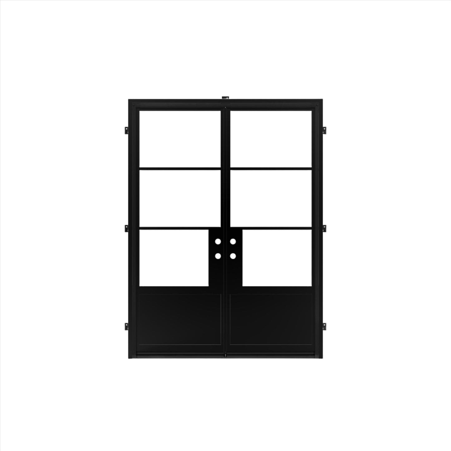 Pre-Order: Light 3 - Double + Kickplate | Steel French Doors (Ships 16-18 Weeks)
