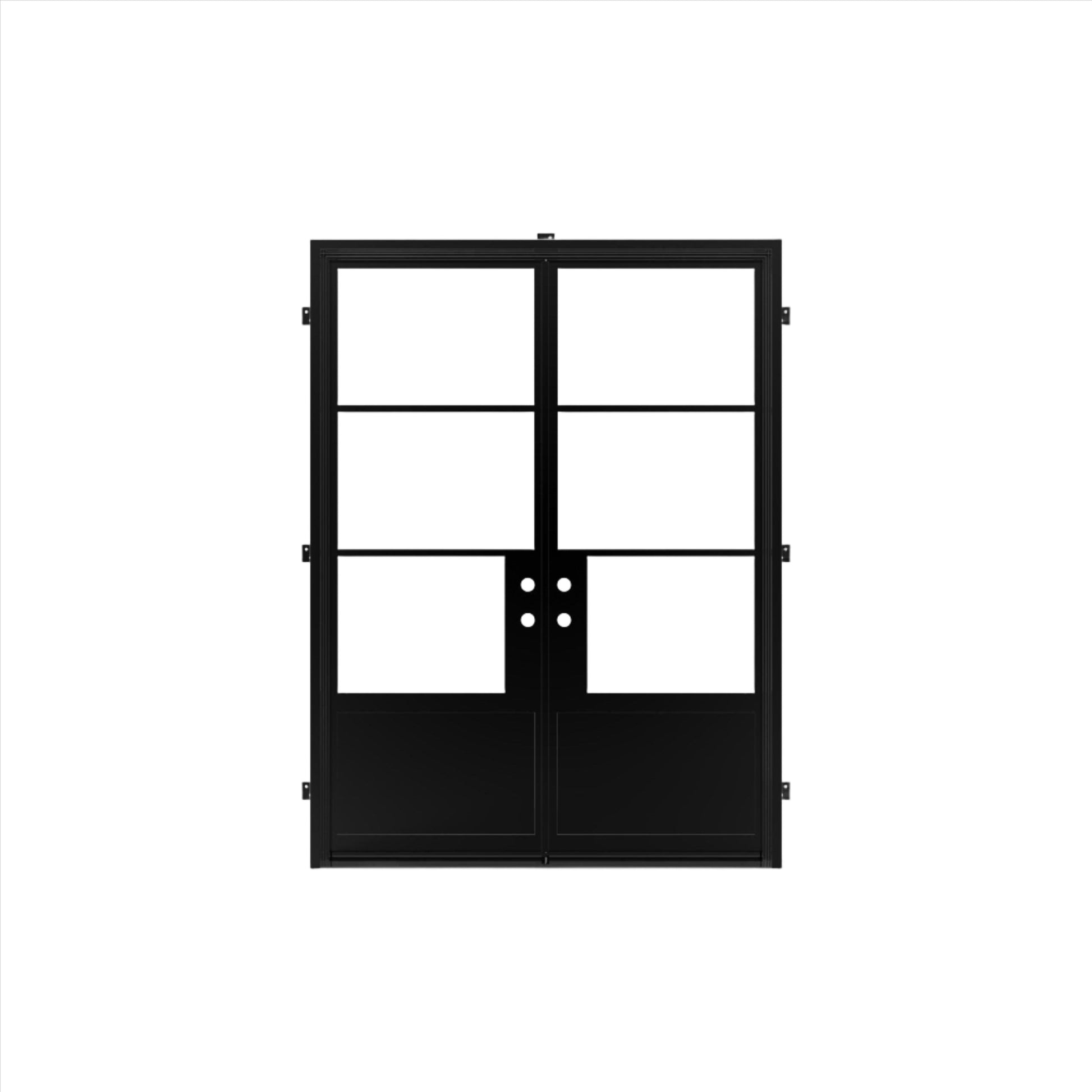 Pre-Order: Light 3 - Double + Kickplate | Steel French Doors (Ships 16-18 Weeks)
