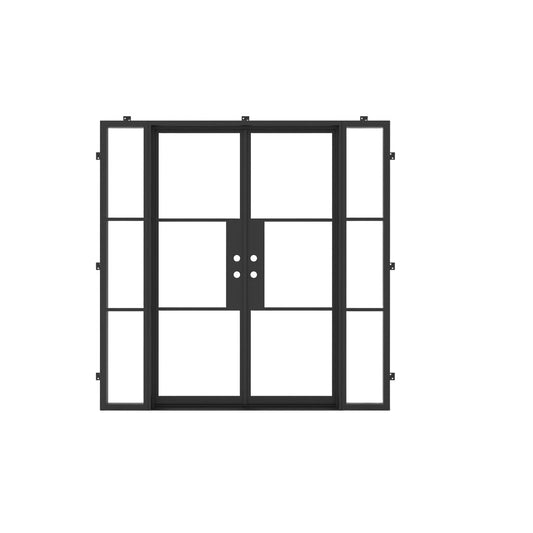 Pre-Order: Light 3 - Double + Sidelights | Steel French Doors (Ships 16-18 Weeks)