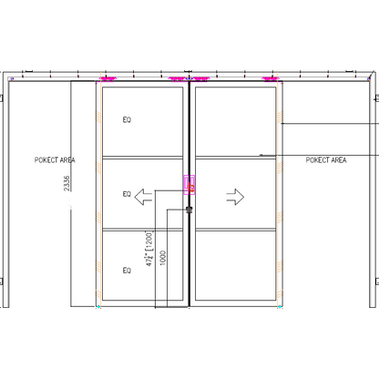 Pre-Order: Light 3 Interior - Double Pocket Door | Steel Pocket Doors (Ships 16-18 Weeks)