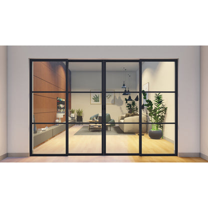 Pre-Order: Light 3 Interior Sliding - 2 Slide +2 Fixed | Steel Interior Doors (Ships 16-18 Weeks)