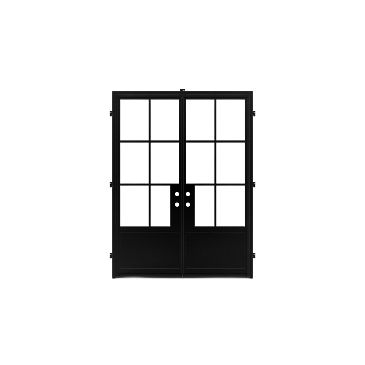 Pre-Order: Light 6 - Double w/ Kickplate | Steel French Doors (Ships 16-18 Weeks)