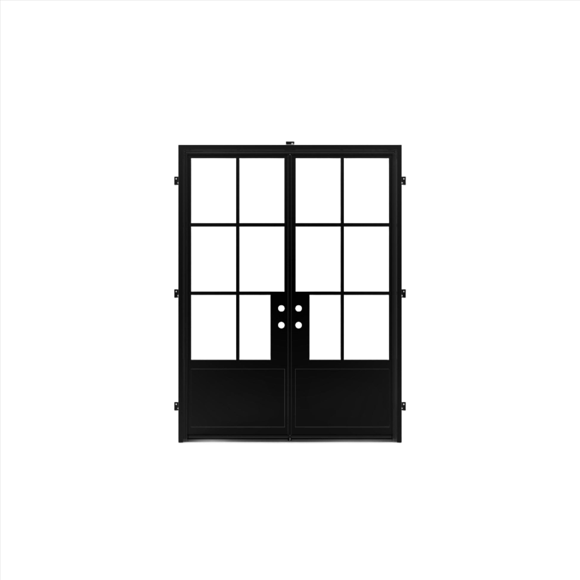 Pre-Order: Light 6 - Double w/ Kickplate | Steel French Doors (Ships 16-18 Weeks)