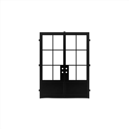 Pre-Order: Light 6 - Double w/ Kickplate | Steel French Doors (Ships 16-18 Weeks)