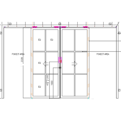 Pre-Order: Light 6 Interior - Double Pocket Door | Steel Pocket Doors (Ships 16-18 Weeks)