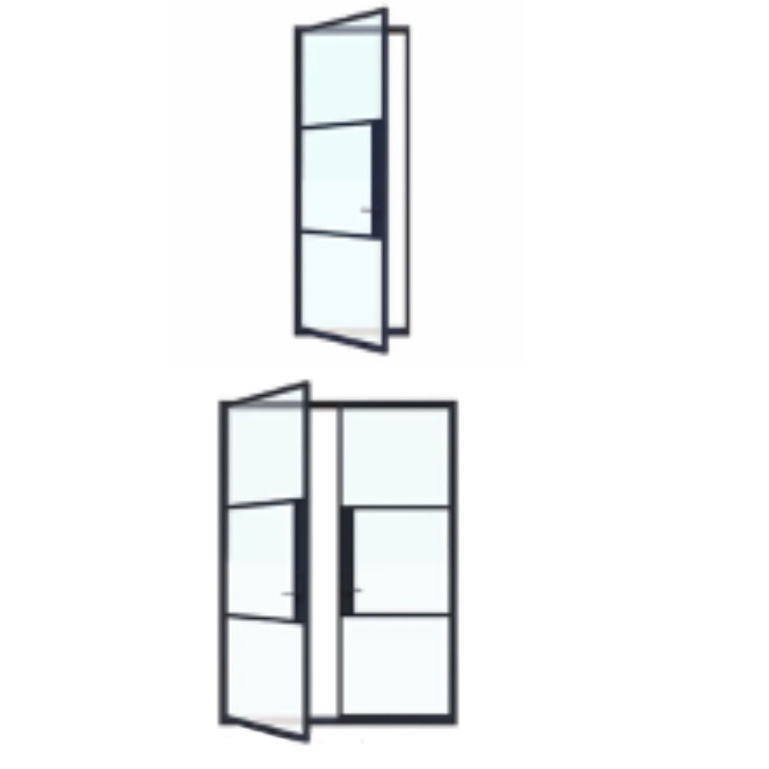Boston Pivot (No Glass) w/ Pull Handle | Steel Pivot Doors – Black