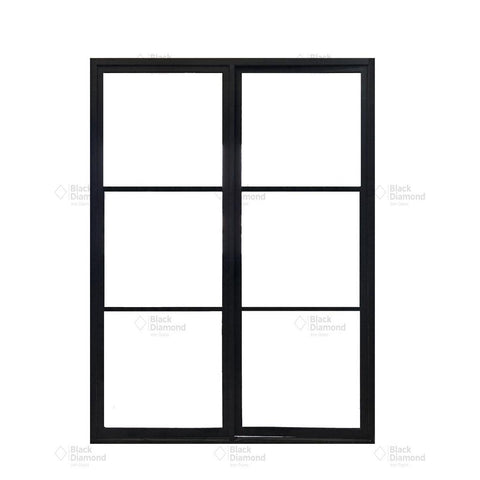 Light 3 Double Interior-Interior Steel Doors-Black Diamond Iron Doors