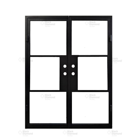 Light 3 - Double-Steel French Doors-Black Diamond Iron Doors