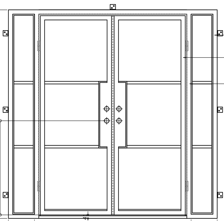 Pre-Order Light 3 - Double w/ Sidelights-Steel French Doors-Black Diamond Iron Doors
